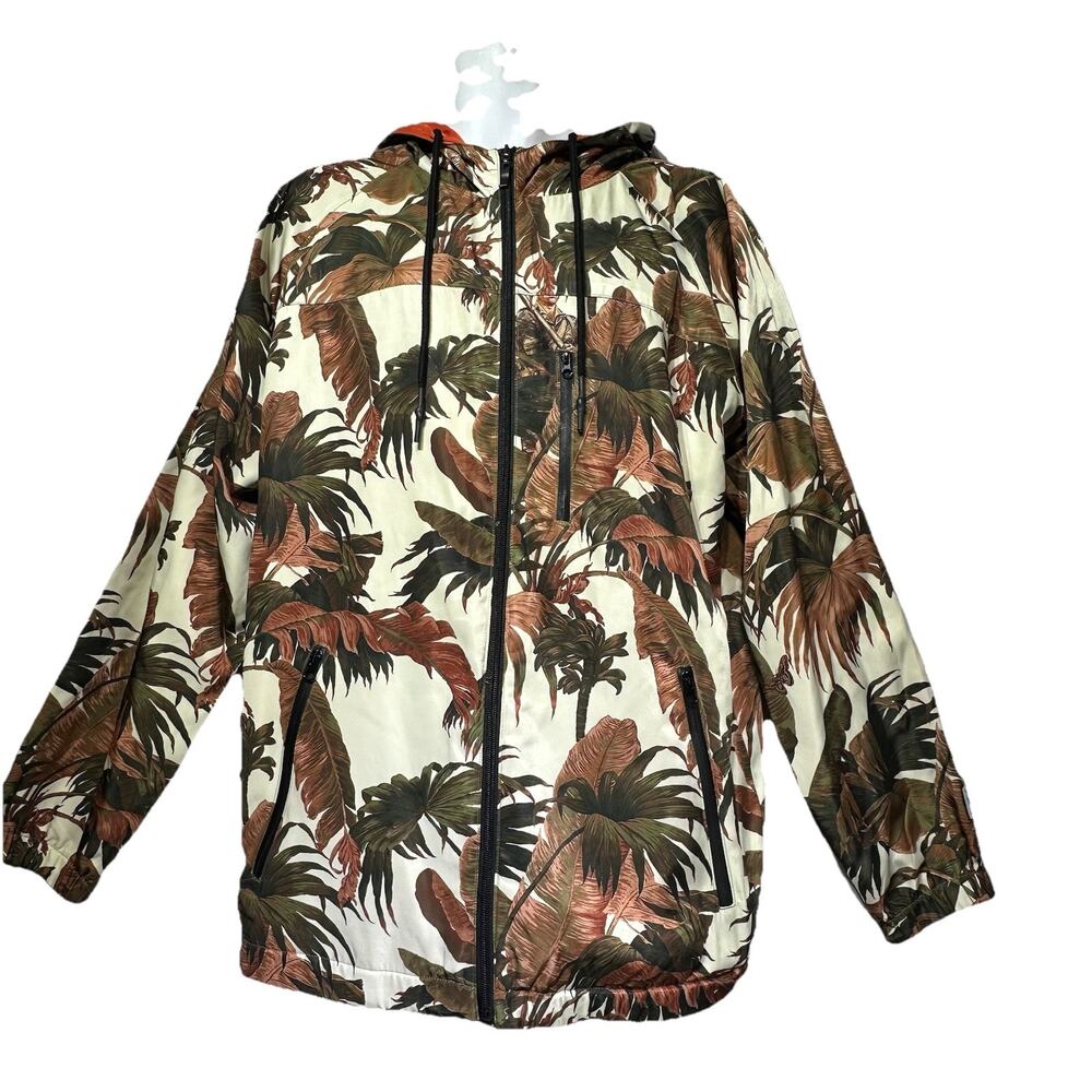 40s and shorties tropical orange reversible full zip hooded jacket Size L